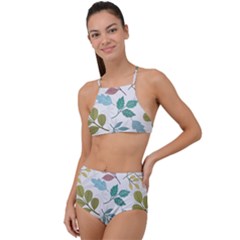 Leaf Seamless Pattern  Halter Tankini Set by Safari