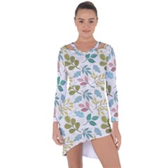 Leaf Seamless Pattern  Asymmetric Cut-out Shift Dress by Safari