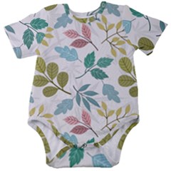 Leaf Seamless Pattern  Baby Short Sleeve Bodysuit by Safari