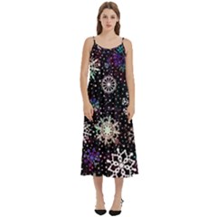 Shiny Winter Snowflake Abstract Christmas Cold Crystal December Casual Spaghetti Strap Midi Dress by Bedest