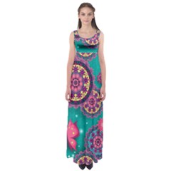 Floral Pattern, Abstract, Colorful, Flow Empire Waist Maxi Dress by kyorashop23