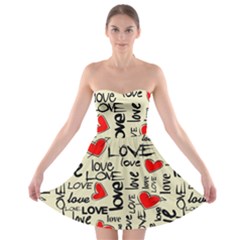 Love Abstract Background Love Textures Strapless Bra Top Dress by kyorashop23