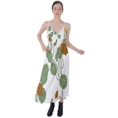 Nasturtium Flowers Plant Leaves Tie Back Maxi Dress by Salmanaz77