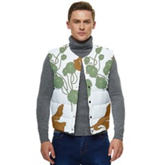 Nasturtium Flowers Plant Leaves Men s Button Up Puffer Vest	 by Salmanaz77