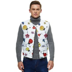 Seamless Pattern Nature Flowers Men s Button Up Puffer Vest	 by Salmanaz77