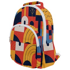 Abstract Pattern Design Rounded Multi Pocket Backpack by Salmanaz77