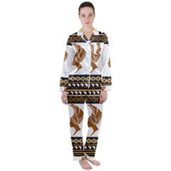 African Women Pattern Seamless Style Women s Long Sleeve Satin Pajamas Set	 by Bedest