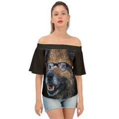 Witty Woof Print Illustration Off Shoulder Short Sleeve Top by dflcprintsclothing