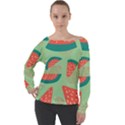 Watermelon Dots Summer Pattern Off Shoulder Long Sleeve Velour Top View1