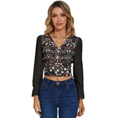 Pearls And Stones Long Sleeve V-neck Top by dedoma