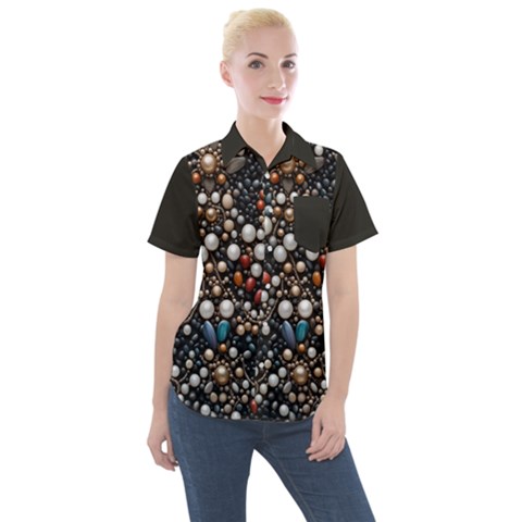 Pearls And Stones Women s Short Sleeve Pocket Shirt by dedoma