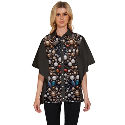 Pearls And Stones Women s Batwing Button Up Shirt by dedoma