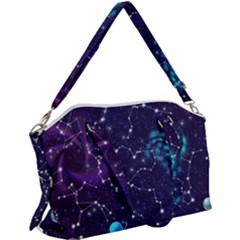 Realistic Night Sky Poster With Constellations Canvas Crossbody Bag by Ket1n9