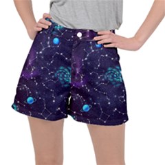 Realistic Night Sky Poster With Constellations Women s Ripstop Shorts by Ket1n9