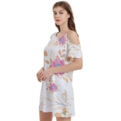 Flowers Blossom Spring Garden Women s Cold Shoulder Round Neck Mini Dress by Bedest