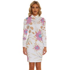 Flowers Blossom Spring Garden Long Sleeve Shirt Collar Bodycon Dress by Bedest