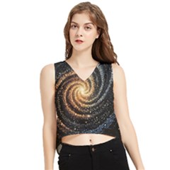 Galaxy Background Star V-neck Cropped Tank Top by Bedest