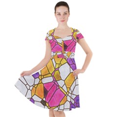 Architecture Glass Abstract Pattern Cap Sleeve Midi Dress With Pockets by Bedest