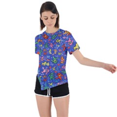 Grateful Dead Dancing Bears Pattern Asymmetrical Short Sleeve Sports T-shirt by Salmanaz77