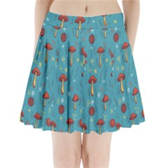 Whimsical Mushroom Pattern Pleated Mini Skirt by Drawde