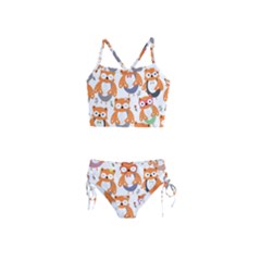 Cute Colorful Owl Cartoon Seamless Pattern Girls  Tankini Swimsuit by Apen