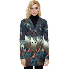 Colorful Peacock Bird Feathers Button Up Hooded Coat  by Apen