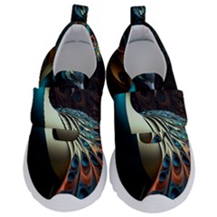 Colorful Peacock Bird Feathers Kids  Velcro No Lace Shoes by Apen