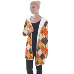 Halloween Argyle Pattern  Longline Hooded Cardigan by Safari