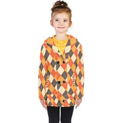 Halloween Argyle Pattern  Kids  Double Breasted Button Coat by Safari