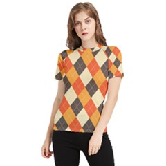 Halloween Argyle Pattern  Women s Short Sleeve Rash Guard by Safari