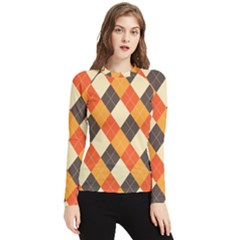 Halloween Argyle Pattern  Women s Long Sleeve Rash Guard by Safari