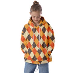 Halloween Argyle Pattern  Kids  Oversized Hoodie by Safari