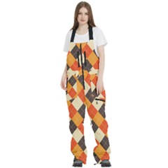 Halloween Argyle Pattern  Women s Front Zip Ski And Snowboard Bib Pants by Safari