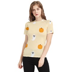 Pumpkin And Boo Crew Halloween  Women s Short Sleeve Rash Guard by Safari