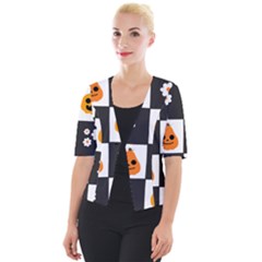 Seamless Halloween Pattern With Smiling Pumpkin 20240926 161714 0000 Cropped Button Cardigan by Safari