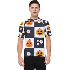 Seamless Halloween Pattern With Smiling Pumpkin 20240926 161714 0000 Men s Short Sleeve Rash Guard by Safari