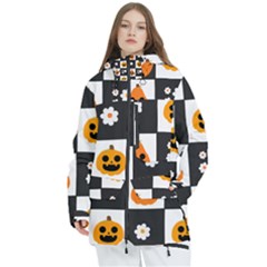 Seamless Halloween Pattern With Smiling Pumpkin 20240926 161714 0000 Women s Multi Pockets Zip Ski And Snowboard Waterproof Breathable Jacket by Safari