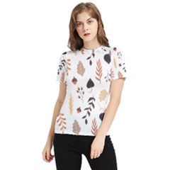 Autumn Seamless Leaves Pattern  Women s Short Sleeve Rash Guard by Safari