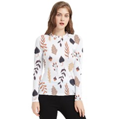 Autumn Seamless Leaves Pattern  Women s Long Sleeve Rash Guard by Safari