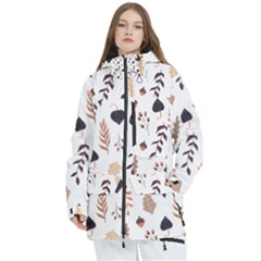 Autumn Seamless Leaves Pattern  Women s Multi Pockets Zip Ski And Snowboard Waterproof Breathable Jacket by Safari