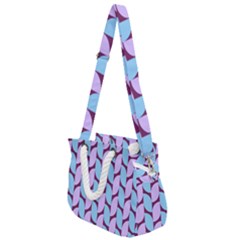 Purple Blue Pattern Rope Handles Shoulder Strap Bag by ytdream