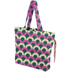 Green Yellow Pattern Drawstring Tote Bag by ytdream