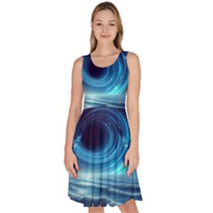 Astral Waveform Fantasy Knee Length Skater Dress With Pockets by Grandong