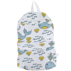 Whale Cartoon Whale Seamless Cartoon Character Animals Leaf Foldable Lightweight Backpack by Grandong