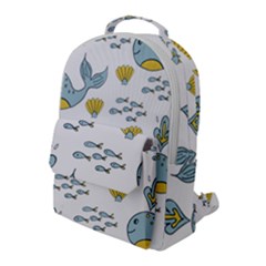 Whale Cartoon Whale Seamless Cartoon Character Animals Leaf Flap Pocket Backpack (large) by Grandong