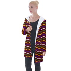 Multicolor Wave Pattern Longline Hooded Cardigan by ytdream