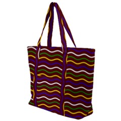 Multicolor Wave Pattern Zip Up Canvas Bag by ytdream