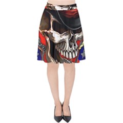 Confederate Flag Usa America United States Csa Civil War Rebel Dixie Military Poster Skull Velvet High Waist Skirt by Ket1n9