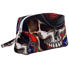 Confederate Flag Usa America United States Csa Civil War Rebel Dixie Military Poster Skull Wristlet Pouch Bag (large) by Ket1n9