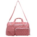 A Red And White Background With A Pattern Sports Gym Duffle Bag with Shoe Compartment View1